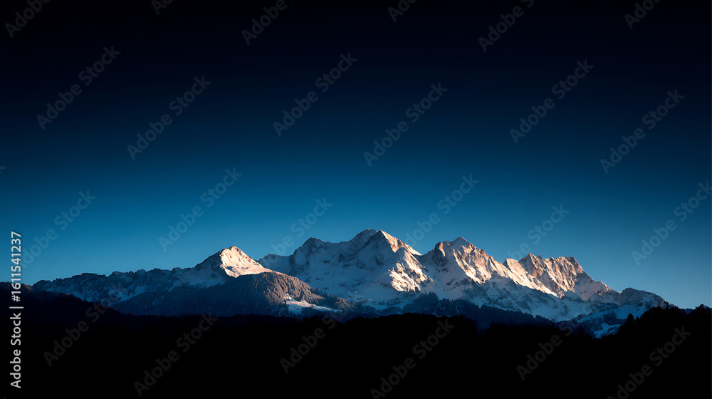 Fototapeta premium Silhouetted Alpine Peaks at Golden Hour 