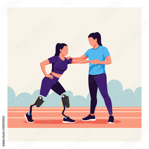 Paralympic athlete training with a coach
