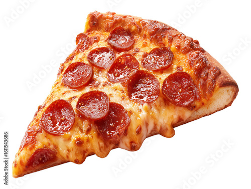 Greasy Pepperoni Pizza Slice Isolated on Transparent Background PNG
