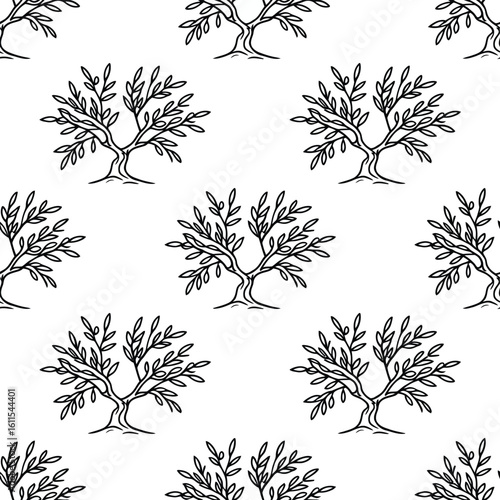 Black and white tree pattern on white background trees