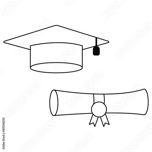 toga hat and certificate icon