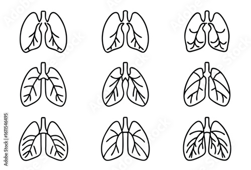Lungs line art essential for survival