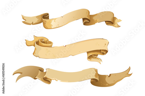 Fantasy Scroll & Ribbon Banner Set - Ancient Parchment Illustrations for Games & Books