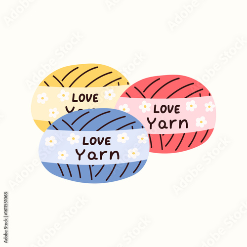 Yarn balls vector illustration with clean lines and soft colors. Ideal for knitting, crochet, craft projects, and cozy themed designs