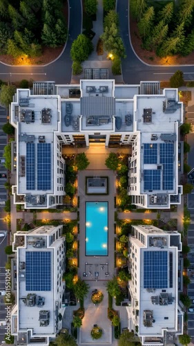 Serene Aerial View of Modern Apartment Complex