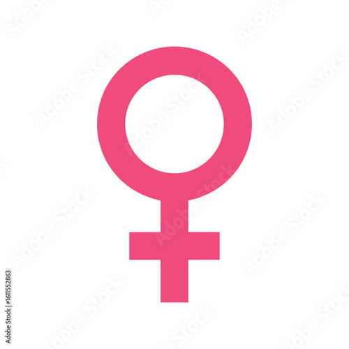 Bold pink female gender symbol vector, women's rights and identity icon isolated