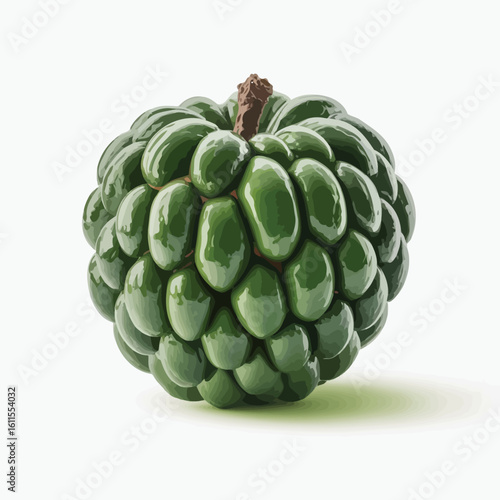 Green Sugar Apple Fruit Illustration on White Background