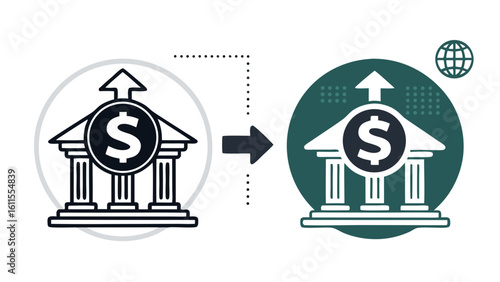 Web Banking Development Icon Vector. Digital Finance and Online Banking Upward Arrow Concept Symbol