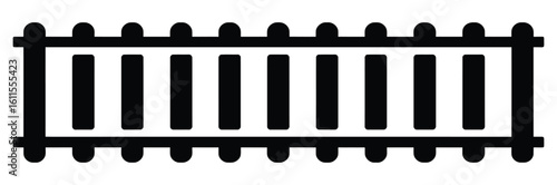 Simple Black and White Fence Icon Illustration.Classic black picket fence segment offering timeless charm and reliable boundary definition for any setting