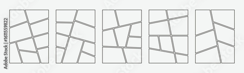 A blank collage grid manga comic storyboard layout panel template  Comic book page frame without content