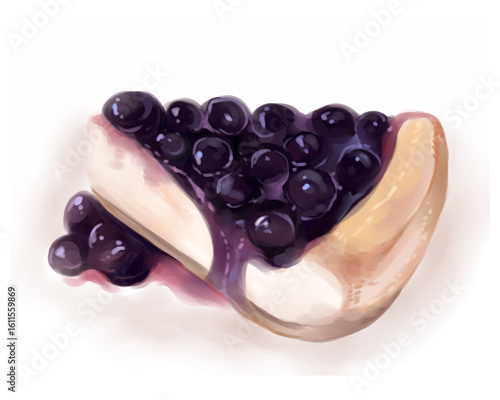 Cute cartoon pie slices digital paint with a watercolor effect. Vector