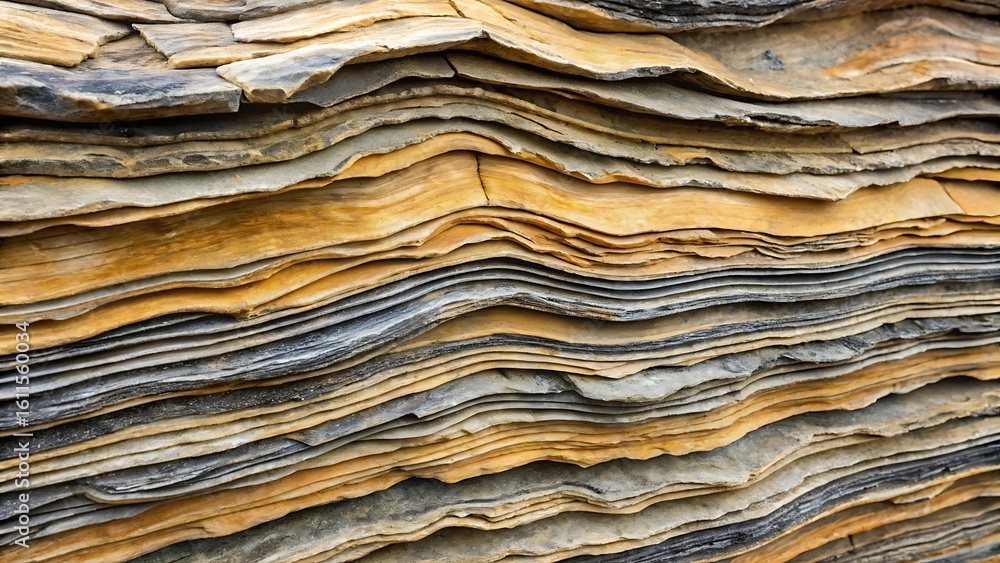 Fototapeta premium Closeup of layered sedimentary stone texture
