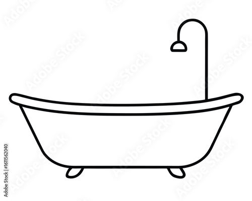 A minimalist bathtub with a shower head isolated on white background Ai Generated
