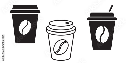 
 Save to Library
 Download Preview
 Preview Crop
 Find Similar
 

A cup of hot cafe coffee, Coffee in disposable paper cup with bean flat icon, coffee cup icon vector silhouettes set 