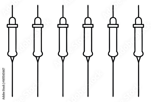 hypodermic needles line art vector drawing