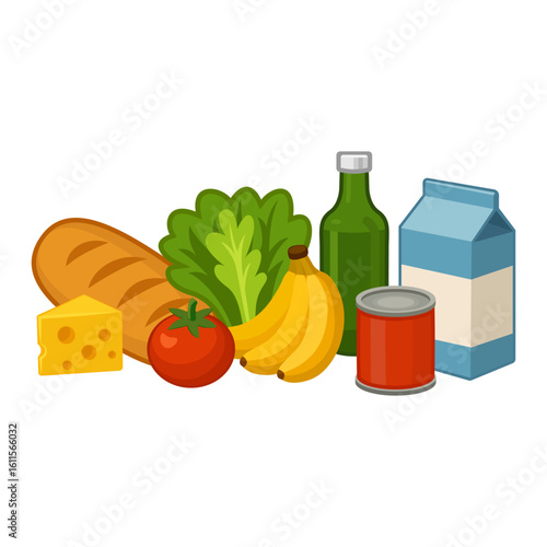 Grocery Food Set. Healthy and Fresh Products