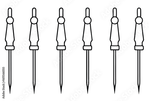 hypodermic needles line art simple illustration