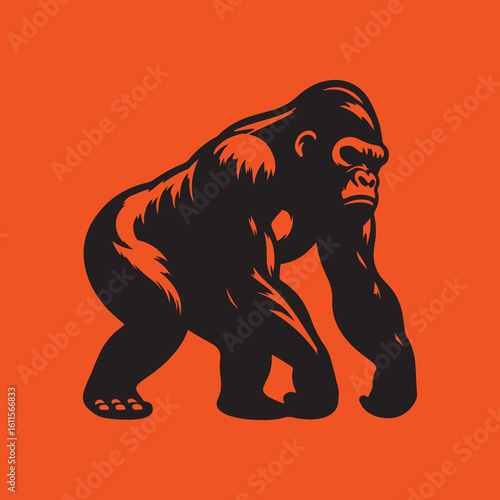 Gorilla vector  silhouette in black and white