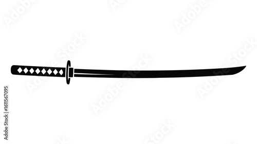 Simple Black Katana Sword Illustration on White Background