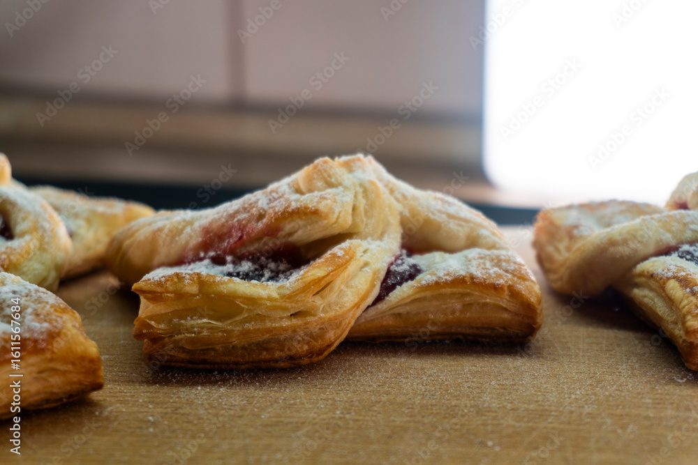 Fototapeta premium Puff pastry with jam. Dessert. Pastry