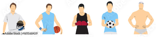 set of sports people collection half length