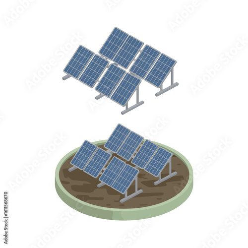 Isometric illustration of solar panels on a white background