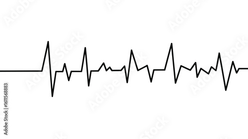 Simple Black Heartbeat Line on White Background for Medical Concepts