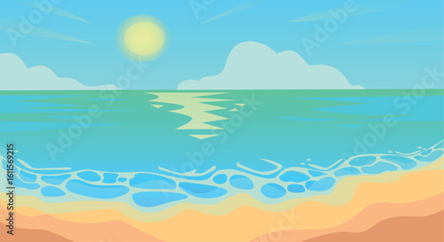 Summer background, vector illustration of the  beach