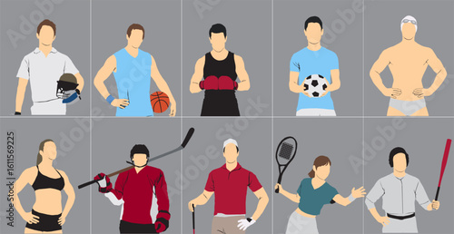 set of people different  athlete sports collection
