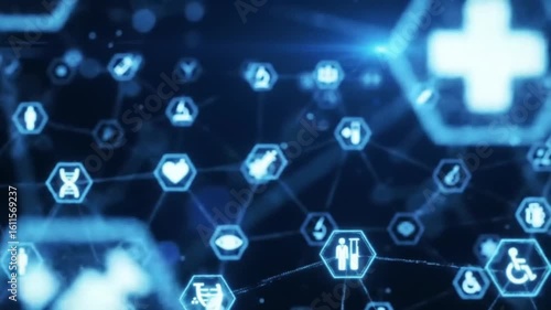 Wallpaper Mural Medical Technology Network Abstract Digital Healthcare Connection with Glowing Hexagon Icons Torontodigital.ca