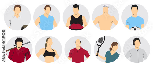vector illustration of a set of sports people