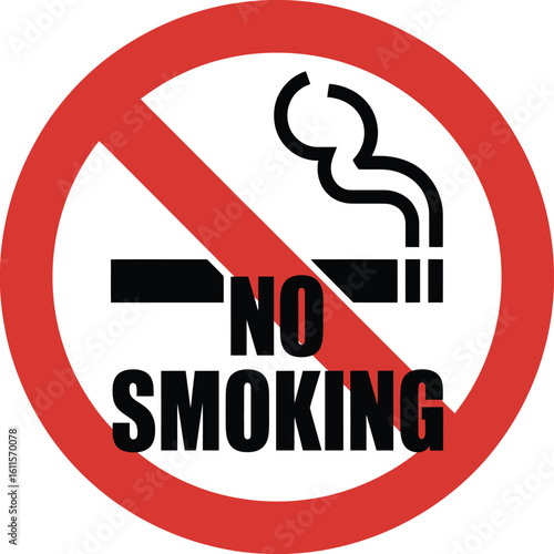 No smoking sign prohibiting cigarette use indoors or public spaces