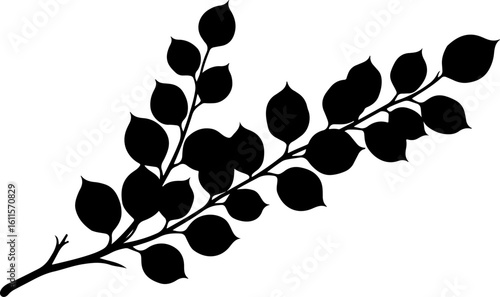 Simple Black Leaf Branch Silhouette"