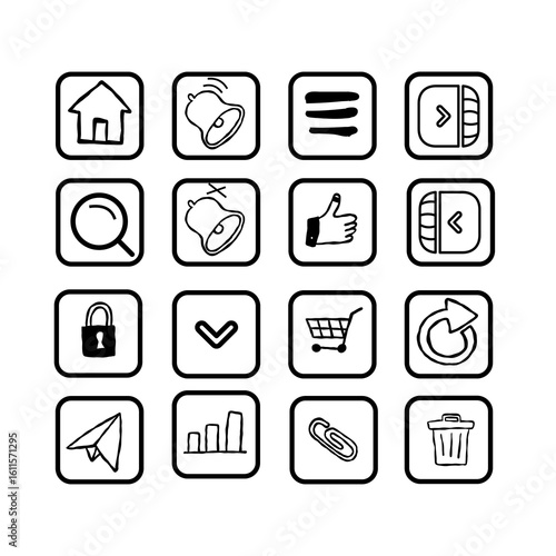 Black and White Modern Icon for UI, App, Web