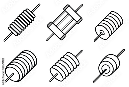 inductors line art abstract technical pattern