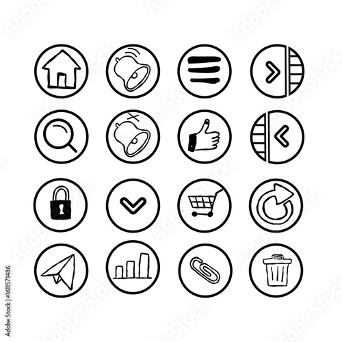Black and White Modern Icon for UI, App, Web