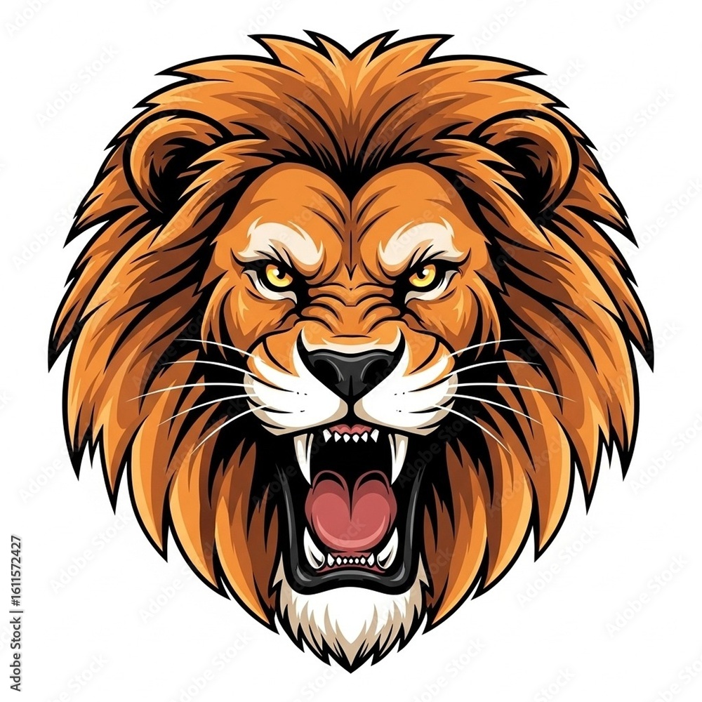 Fototapeta premium Lion Head Logo Design – Bold and Majestic Animal Emblem Isolated on White Background