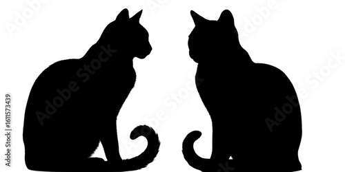 Elegant feline silhouette of two cats, perfect for pet lovers and stylish designs, available now