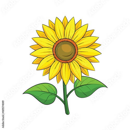 sunflower clipart vector with bright yellow petals