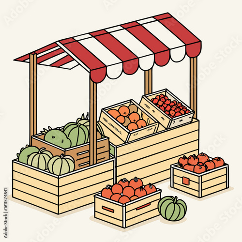 Food and Vegetable Store Illustration