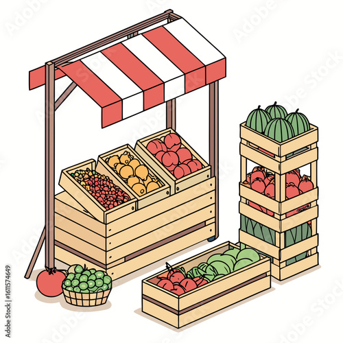 Food and Vegetable Store Illustration