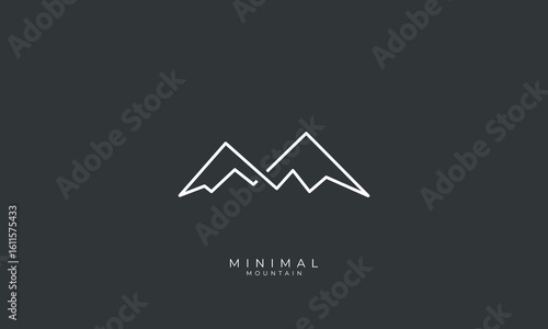 minimal mountain logo with monoline style vector design