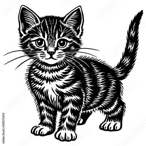 Adorable Kitten Playing with Yarn in Cozy Indoor Pet Photography