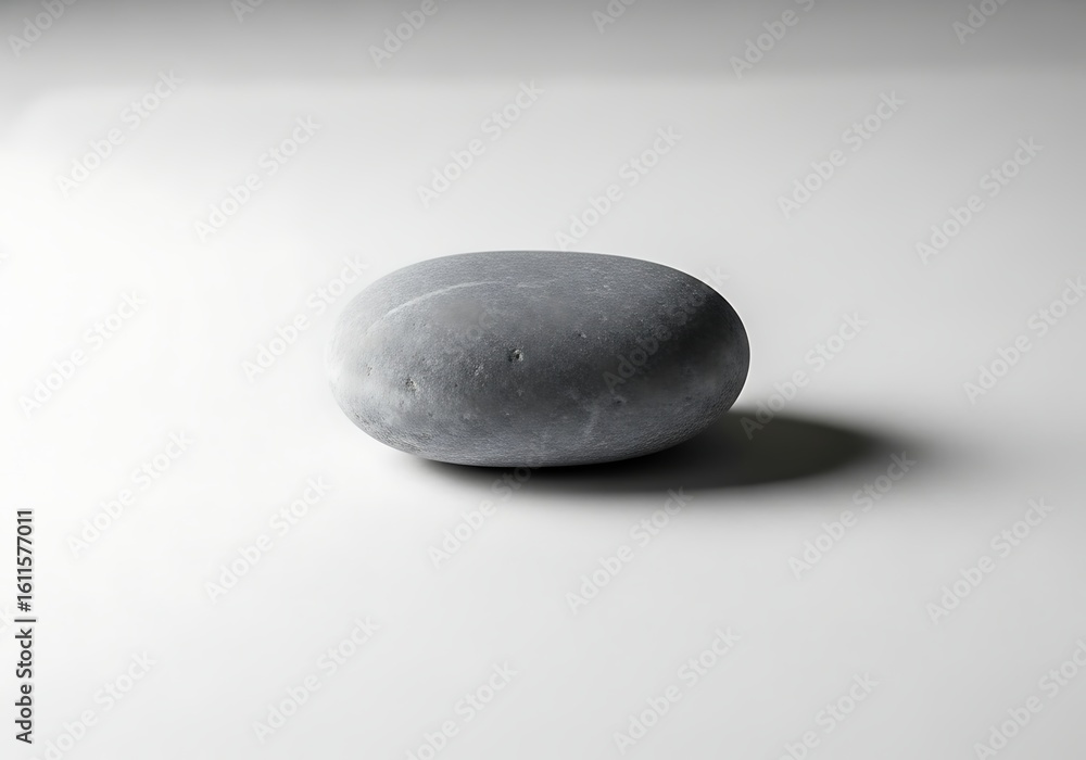 Zen Stone Still Life: Smooth Rock on White Background (AI Generated) Zen Stone Still Life: Smooth Rock on White Background (AI Generated)