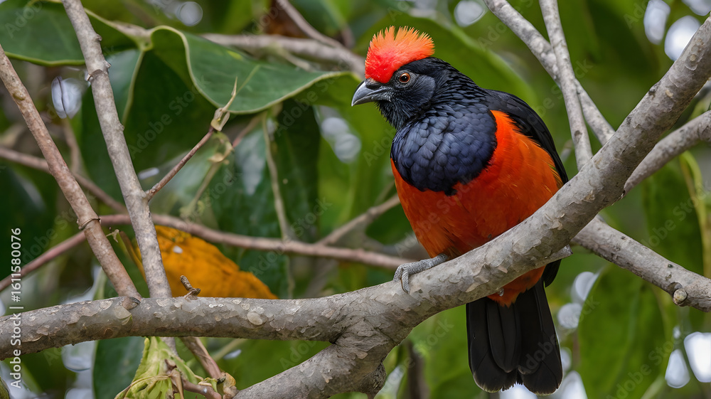 Obraz premium Andean Cock-of-the-Rock Feeding on Fruit 