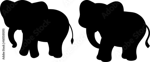 Black elephant animal set, a set of elephants standing, elephant collection, Vector of elephant animal, elephant silhouette, black elephant isolated on white background