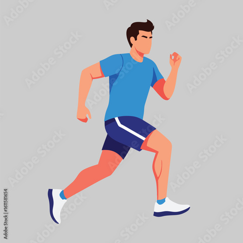 Running man in red singlet – cartoon flat design