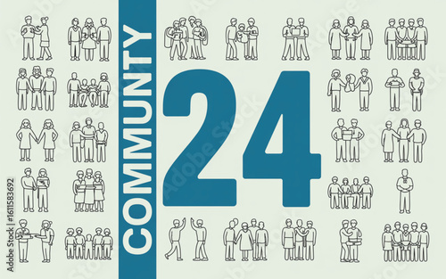 Community people groups and number twenty four illustration