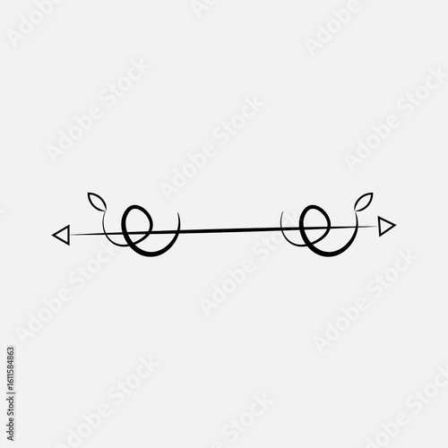 Simple hand drawn arrow divider with swirls and points