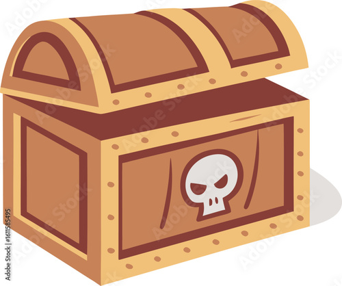 Open treasure chest with skull symbol vector